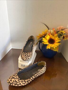 Dr Scholls Leopard Print Ballet Flats - Beige/Black